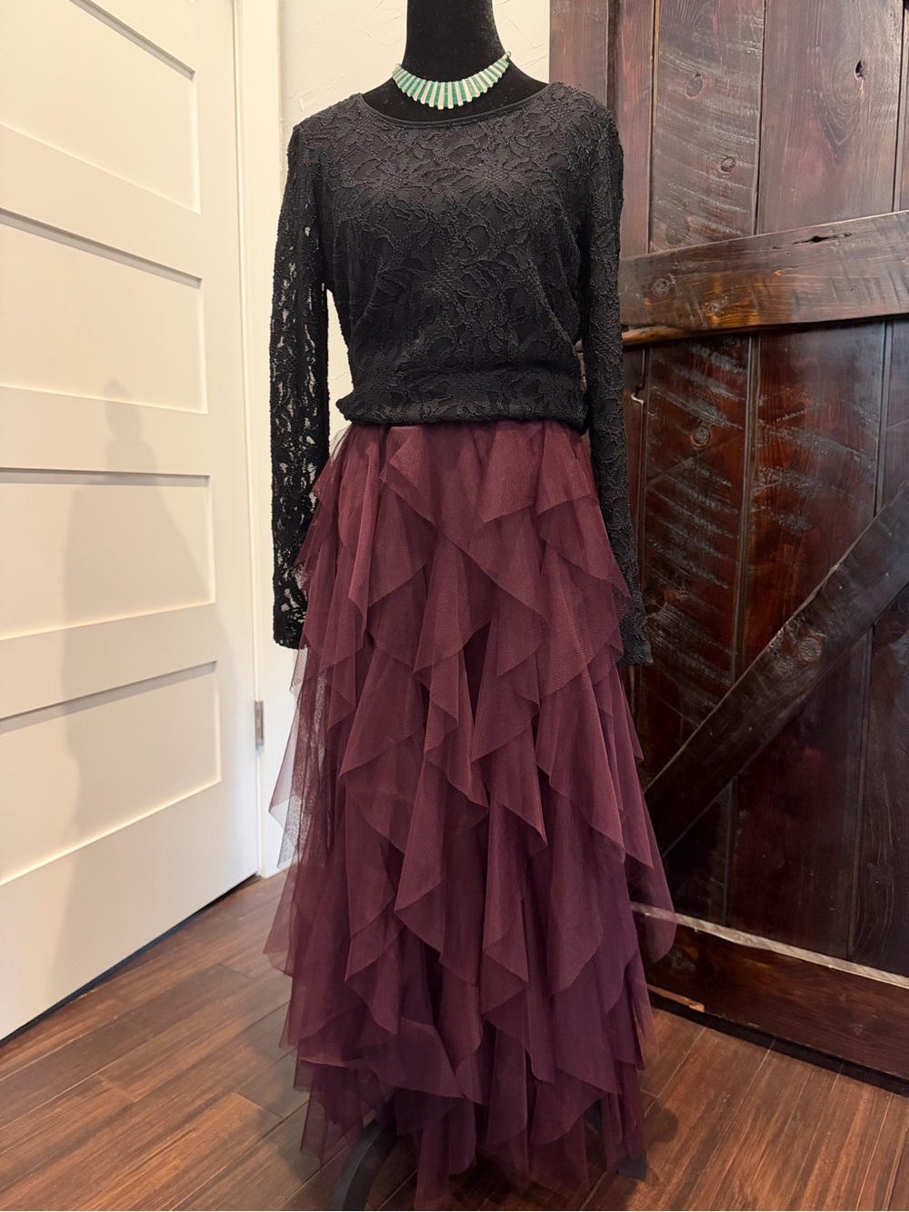 NWT CeCe Wine Layered Tulle Maxi Skirt size 2X
